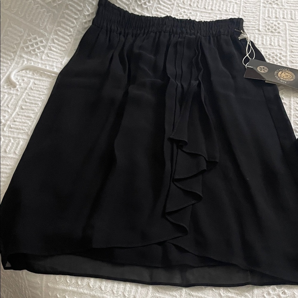 3 pc set sheer Black Ruffle Blouse skirt high waist pants ruffle Button Detail - Picture 8 of 16